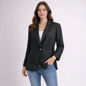 Abercrombie Jacket Women's L Black  Blazer A&F Linen Collection Oversized